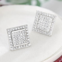 Load image into Gallery viewer, Luxury White Gold Color Stud Earrings Square Zircon Micro Earrings For Men and Women