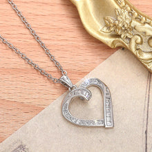 Carica l&#39;immagine nel visualizzatore di Gallery, Eternity Heart Necklace for Women Silver Color Wedding Necklace Cubic Zirconia Luxury Jewelry
