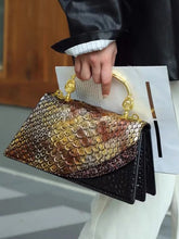 Carica l&#39;immagine nel visualizzatore di Gallery, Designer Сумка Black Gold 2023 New Scaly Crocodile Print Handbag Shoulder Bags for Women