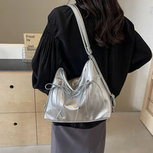 Laden Sie das Bild in den Galerie-Viewer, Silver Small Bow Pu Leather Shoulder Bags for Women 2024 Summer Designer Fashion Handbags