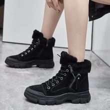 画像をギャラリービューアに読み込む, Winter Women Snow Boots Thick Sole Warm Plush Shoes Genuine Leather Suede Sneakers q165