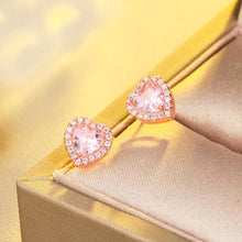 Load image into Gallery viewer, Pink Love Heart Shape Bling Cubic Zirconia Stud Earrings for Women cw35 - www.eufashionbags.com
