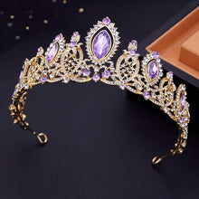 Carica l&#39;immagine nel visualizzatore di Gallery, Vintage Purple Crystal Tiaras Bride Crowns Prom Bridal Diadem Wedding Crown Girls Circle Hair Jewelry Accessories