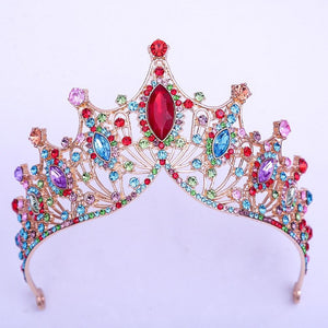 Trendy Colorful Crystal Tiaras Crowns Jelly Rhinestone Wedding Hair Jewelry BC65 - www.eufashionbags.com