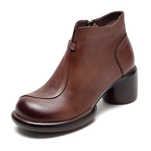 画像をギャラリービューアに読み込む, Genuine Leather Ankle Boots Women Winter Round Toe Shoes q133