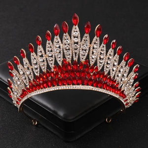 Baroque Red Crystal Bridal Tiaras Crowns Rhinestone Diadem Women Headpieces