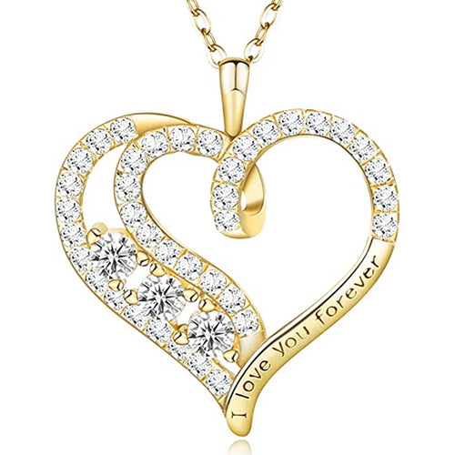 Luxury Love Pendant Necklace Cubic Zirconia Necklace for Women Wedding Engagement Trendy Jewelry