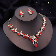 画像をギャラリービューアに読み込む, 3 Pcs Water drop Butterfly Bridal Jewelry Sets for Women Earring Necklace Set Rhinestone Crystal Wedding Jewelry Sets