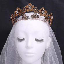 Load image into Gallery viewer, Baroque Antique Crystal Flower Bridal Tiara Crown Wedding Hair Accessories a105