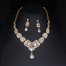 Laden Sie das Bild in den Galerie-Viewer, Luxury Crystal Bridal Jewelry Sets For Women Tiara Crown Necklace Earrings Set dc29 - www.eufashionbags.com