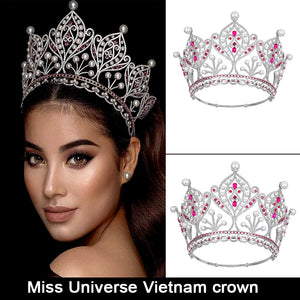 Large Miss Universe Vietnam crown Tiara Bride Crown Pearl Pageant Hair Jewelry y79