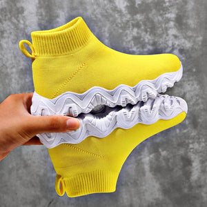 Women's Chunky Sneakers Breathable Yellow Fashion Women Shoes Platform Casual Woman Flats Loafers Socks Sneakers