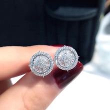 Charger l&#39;image dans la galerie, Round Stud Earrings with CZ Crystal Ear Piercing Accessories for Women Fashion Earrings