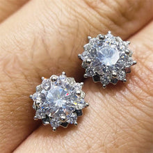 Load image into Gallery viewer, Flower Shaped Stud Earrings Crystal Cubic Zirconia Jewelry he175 - www.eufashionbags.com