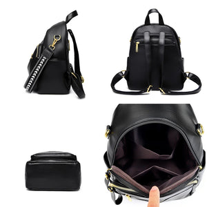 Luxury Large Backpack Women PU Leather Knapsack Travel Backpacks Shoulder School Bags a43