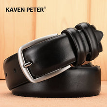 Carica l&#39;immagine nel visualizzatore di Gallery, Genuine Leather Belts For Men High Quality Classic Cowskin Belt Business Pin Buckle