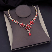 画像をギャラリービューアに読み込む, Red Crystal Crown Bride Wedding Choker Necklace Sets for Women Bridal Tiaras Jewelry Sets Costume Accessories