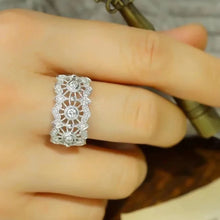 Cargar imagen en el visor de la galería, Luxury Silver Color Hollow Out Wedding Rings Chic Accessories for Women Engagement Band Fashion Jewelry