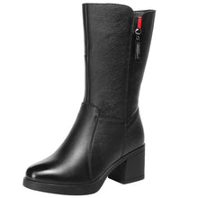 Charger l&#39;image dans la galerie, Women Mid-Calf Boots Winter Warm Side Zipper High Heel Booties q163