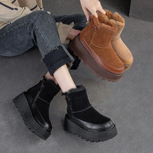 Carica l&#39;immagine nel visualizzatore di Gallery, Fashion Women Genuine Leather Ankle Boots Thick Plush Warm Snow Boots q135