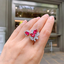 Charger l&#39;image dans la galerie, Luxury 925 Sterling Silver Topaz Ruby Crystal Rings For Women Charms Cocktail Party Wedding Band Fine Jewelry