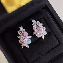 画像をギャラリービューアに読み込む, Pink Cubic Zirconia Stud Earrings Women Temperament Ear Accessories Daily Wear Trendy Jewelry Gift