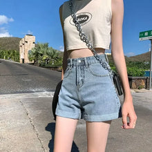Load image into Gallery viewer, Shorts Women Black Gray Denim Shorts For Women Summer High Waist  Loose Ropa Mujer