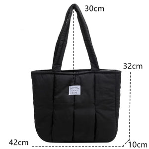 Large Women Waterproof Down Shoulder Bags Winter Travel Handbags Tote Purse w75