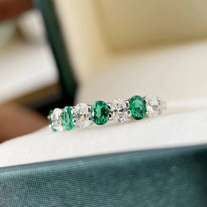 Chic Green/White Cubic Zirconia Women Rings Silver Color Temperament Finger Accessories