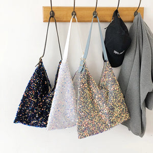 New Fashion Large Shoulder Bags For Women Shine Sequin Handbag Totes Shopping Bag a170