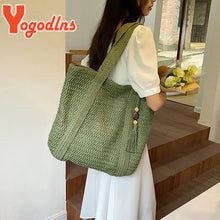 Charger l&#39;image dans la galerie, Luxury Straw Woven Tote Bag Summer Casual Large Tassel Handbags Fashion Beach Women Travel Shoulder bag