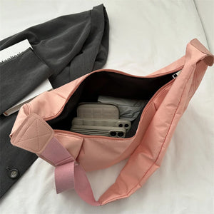 Women's Crossbody Hobo Bags Fluffy Nylon Shoulder Bag Large Casual Sport Handbags Female Travel School Messenger Bag