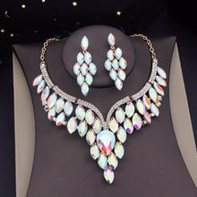 画像をギャラリービューアに読み込む, Red Crystal Wedding Choker Necklace Sets for Women Prom Bridal Jewelry Sets Earrings Dubai Jewelry Sets Fashion