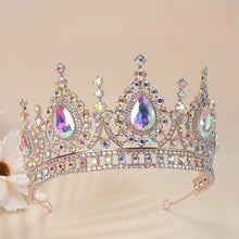 Load image into Gallery viewer, Baroque Vintage Rose Gold AB Color Rhinestone Crystal Queen Big Crown Wedding Tiara e36