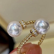 Load image into Gallery viewer, Gold Color Imitation Pearl Open Ring Twist Fashion Women Wedding Jewelry hr53 - www.eufashionbags.com