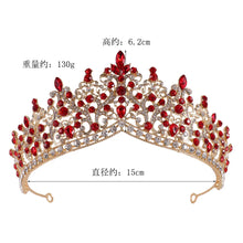 Carica l&#39;immagine nel visualizzatore di Gallery, Baroque Vintage Gold Color Pink Crystal Beads Bridal Tiaras Crowns Headwear e10