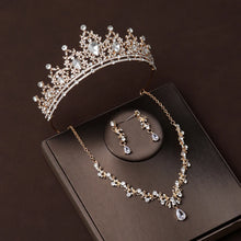 Cargar imagen en el visor de la galería, Bridal Crown 3-piece Set of Artificial Crystal Romantic Birthday