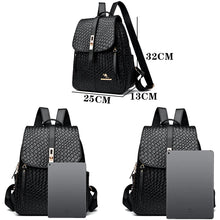 Carica l&#39;immagine nel visualizzatore di Gallery, Luxury Women Leather Backpacks For Girls Sac A Dos Casual Daypack Black Vintage Backpack School Bags for Girls Mochila Rucksack
