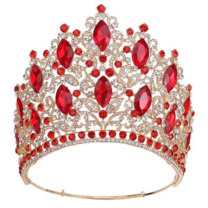 Luxury Huge Miss Universe Forest Crowns Crystal Rhinestone Round Wedding Tiara Hair Accessories b09