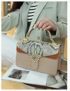 Luxury Designer High Quality Cowhide Vintage Color Contrast Handbag Fashion Single Shoulder Crossbody Bag for Women