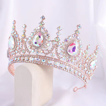 Carica l&#39;immagine nel visualizzatore di Gallery, Baroque Luxury Queen&#39;s Dangle Earrings Crown Sets Rhinestone Crystal Bridal Tiaras Birthday Party Headwear Gifts