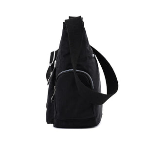 Waterproof Nylon Crossbody Bag Casual Letter Patch Decor Shoulder Bag q356