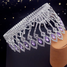 Cargar imagen en el visor de la galería, Pageant Crown Crystal Tiaras Headdress Royal Queen Prom Wedding Hair Jewelry Bridal Head Accessories