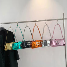Cargar imagen en el visor de la galería, Pink Silver Shoulder Bags for Women Spring Y2K Small Purse Glossy PU Leather Luxury Brand Female Handbags