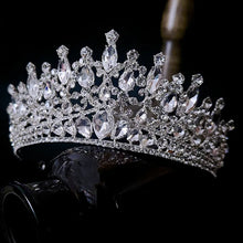 Cargar imagen en el visor de la galería, Silver Color Crystal Crown Royal Queen Tiara Rhinestone Pageant Prom Wedding Hair Accessories e59