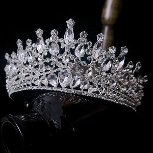 Silver Color Crystal Crown Royal Queen Tiara Rhinestone Pageant Prom Wedding Hair Accessories e59