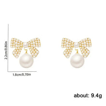 Load image into Gallery viewer, Bow Shape Women&#39;s Dangle Earrings Temperament Simulated Pearl Earrings t80