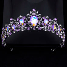 Laden Sie das Bild in den Galerie-Viewer, Purple Crystal Wedding Crown Ladies Tiaras Bridal Diadem Princess Bride Headwear Party Prom Hair Jewelry Accessories