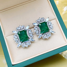 Cargar imagen en el visor de la galería, Red/Green Cubic Zirconia Stud Earrings for Women Luxury Earrings Wedding Jewelry