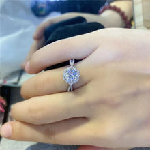 Charger l&#39;image dans la galerie, Flower Shaped Cubic Zirconia Wedding Rings for Women Aesthetic Finger Accessories x29